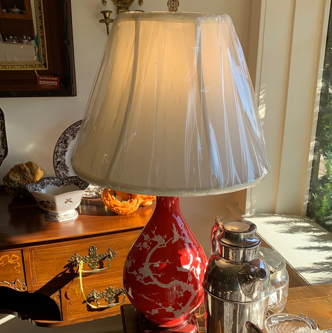 LAMP- PORCELAIN RED VASE