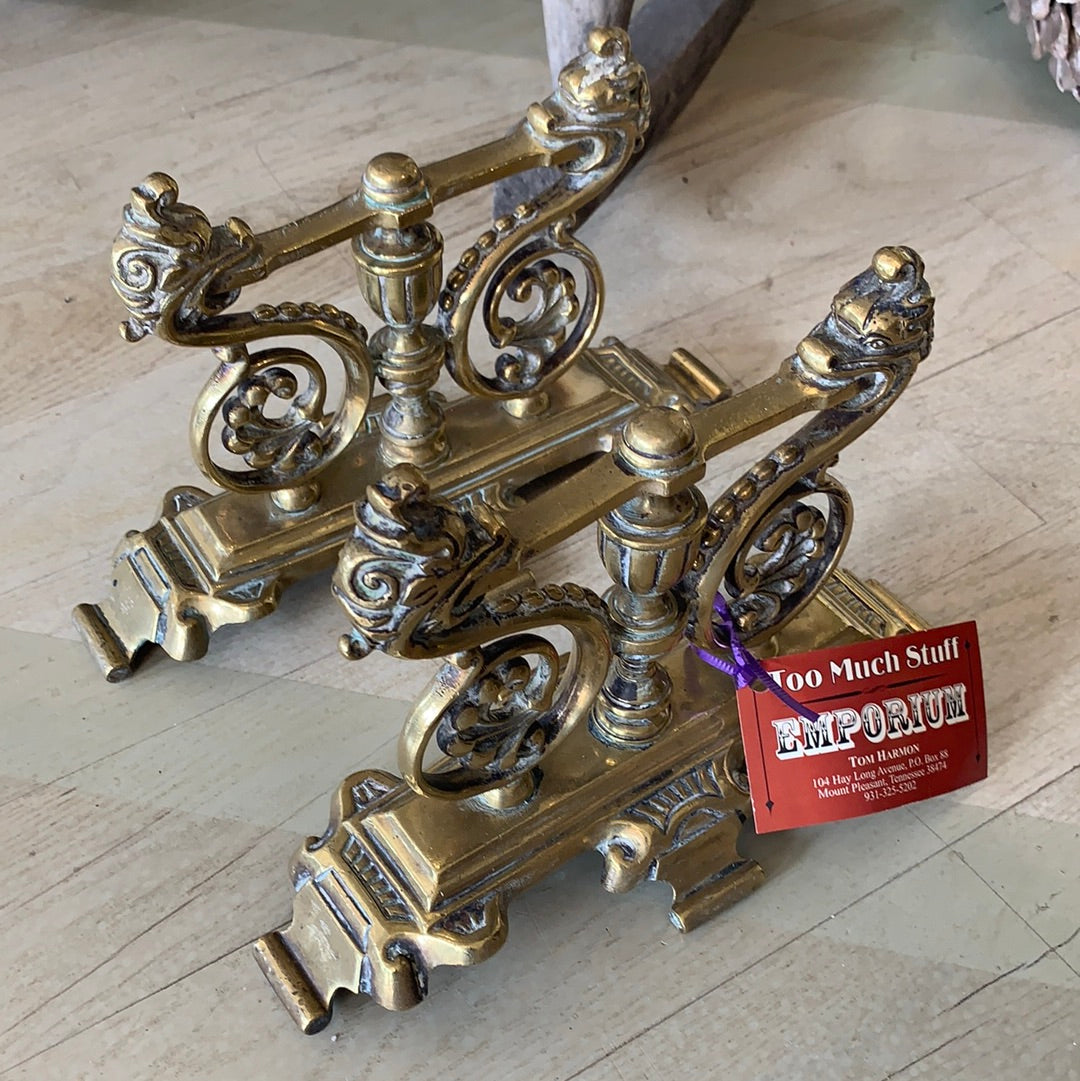PR. BRASS ENGLISH FIREDOGS