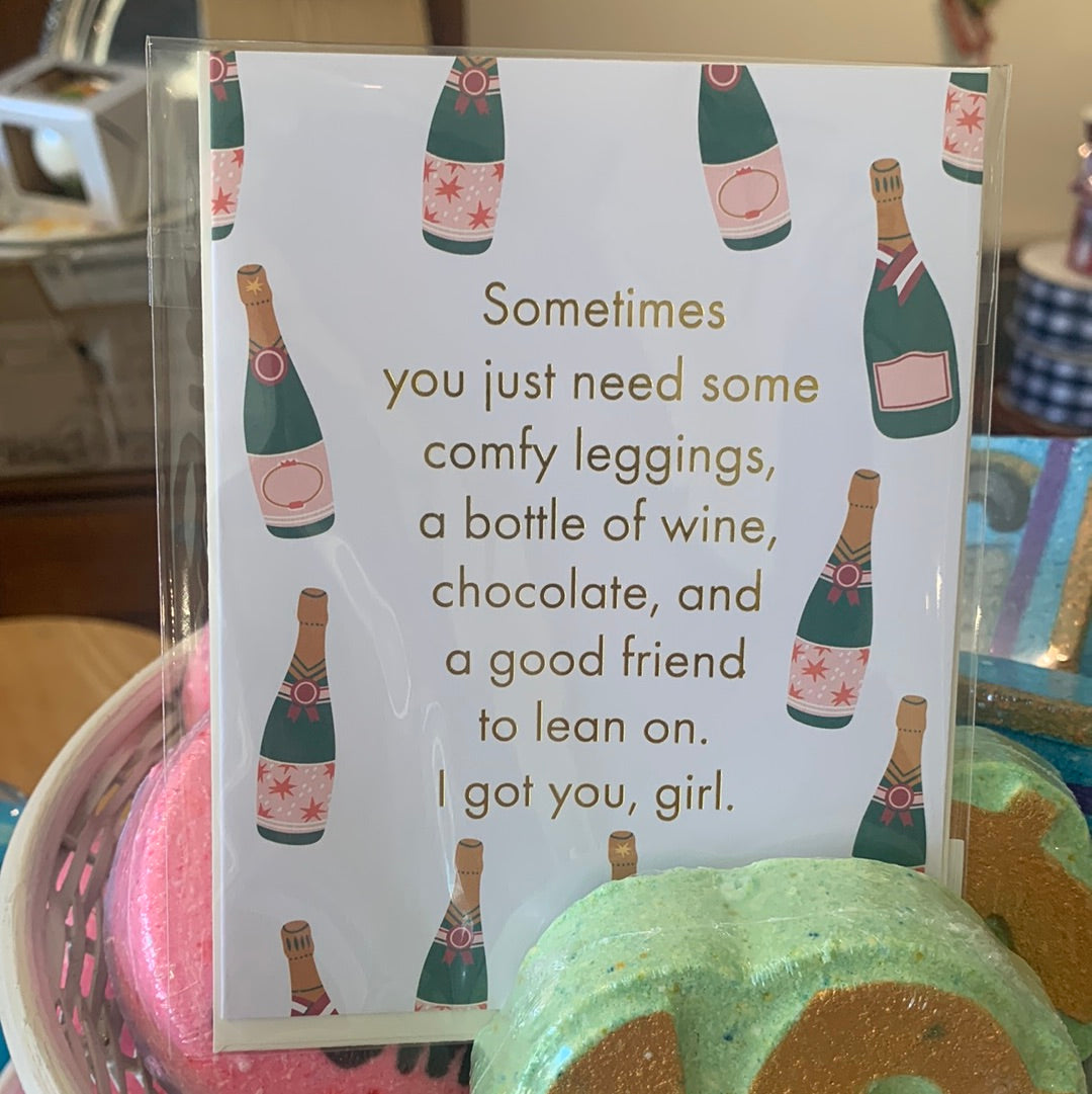 Greeting Card Leggings & Wine