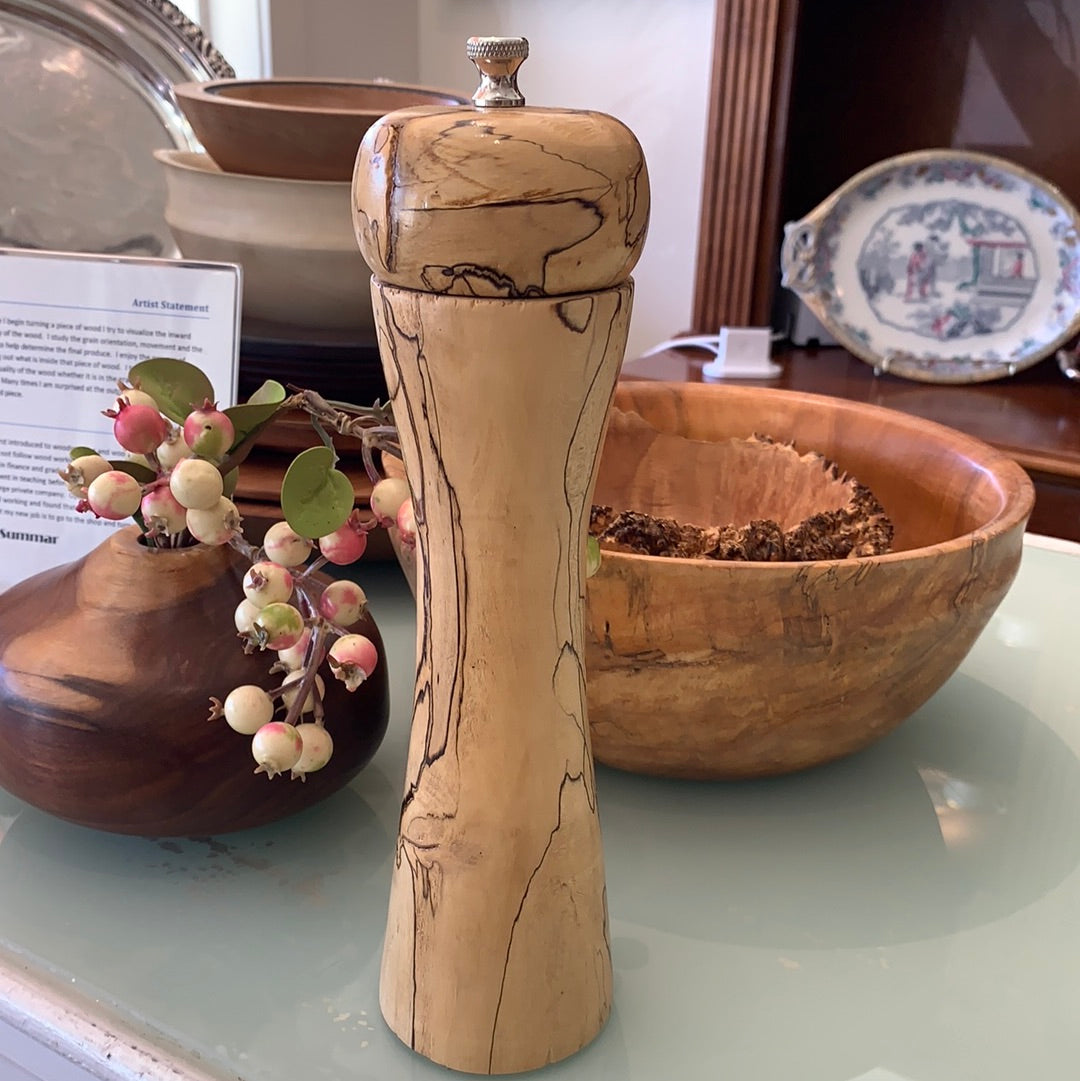10" Wooden Chess Piece Pepper Mill - Light with Dark Veins