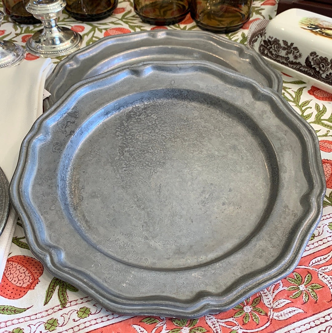 Antique Pewter Scalloped Plate