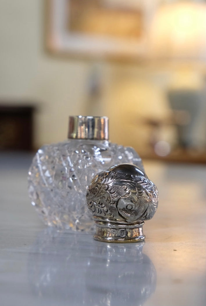 CUT GLASS PERFUME BOTTLE