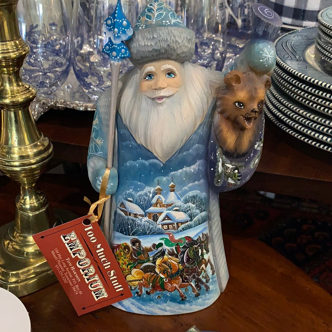 RUSSIAN SANTA w/BEAR IN BAG &