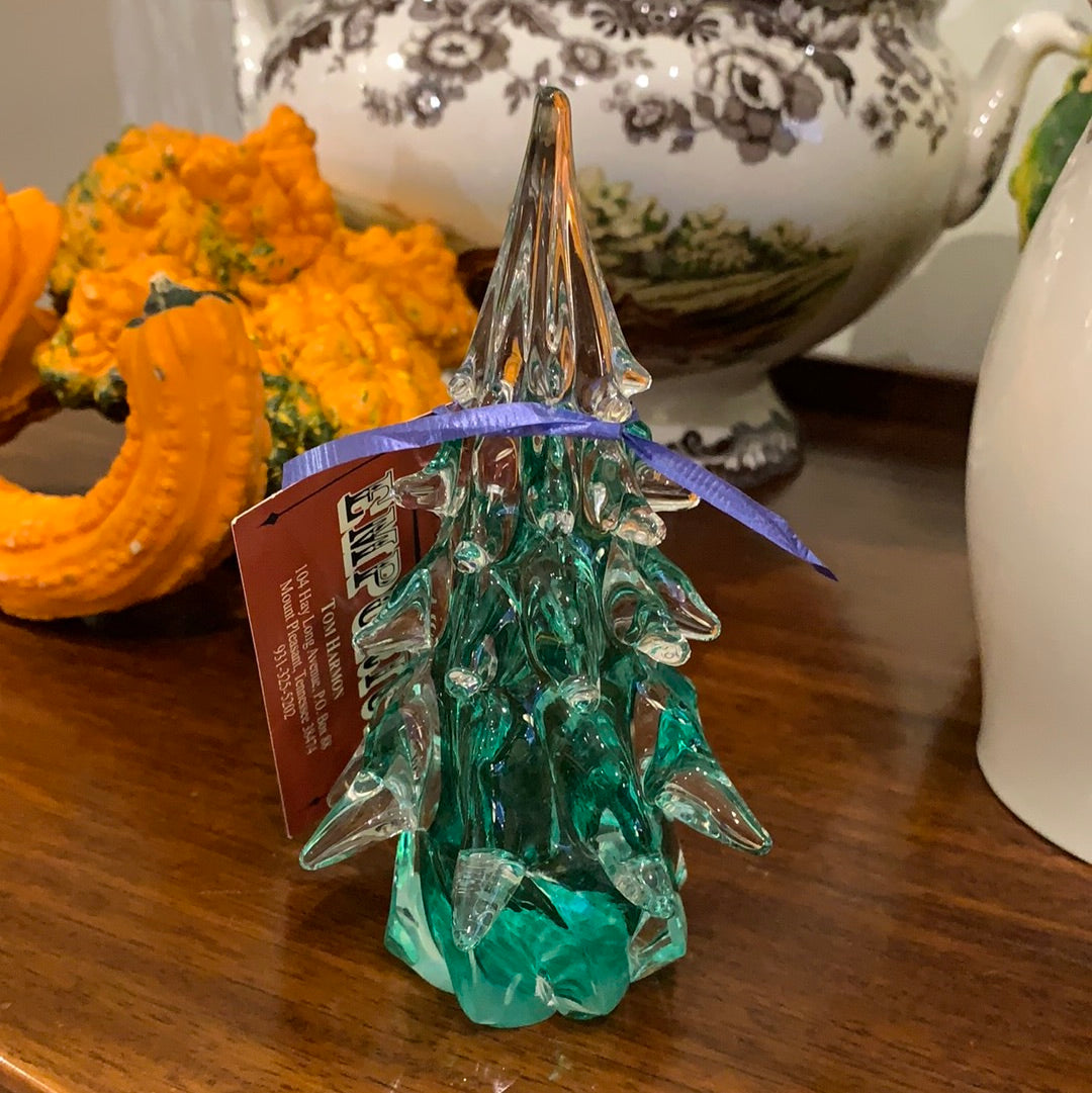 SMALL TEAL GLASS TREE