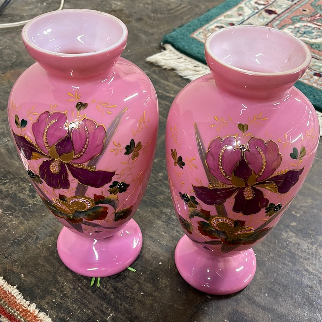 PR. PINK PAINTED VASES (set of 2)