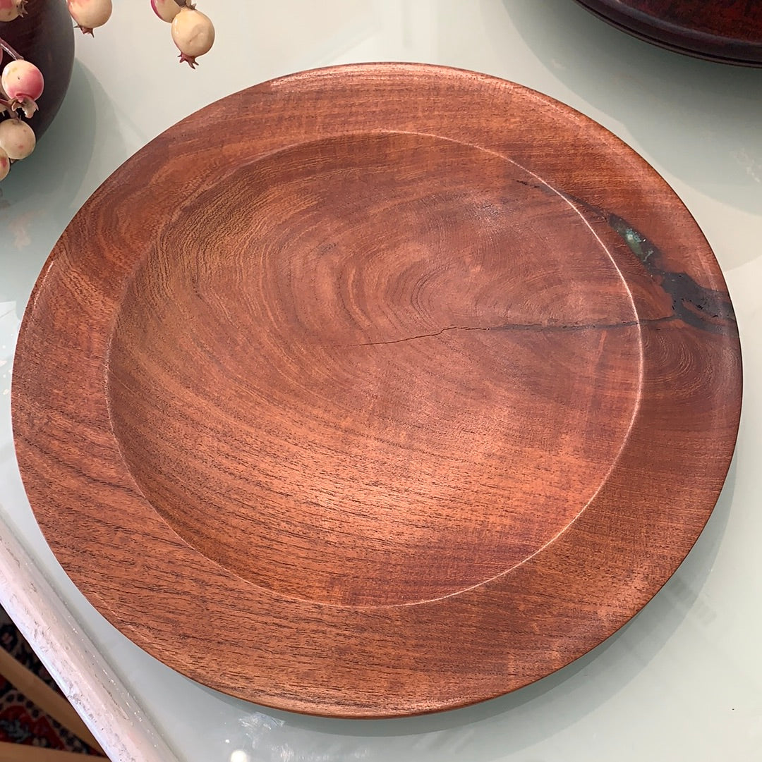 11" Wooden Charger - with slight turquoise