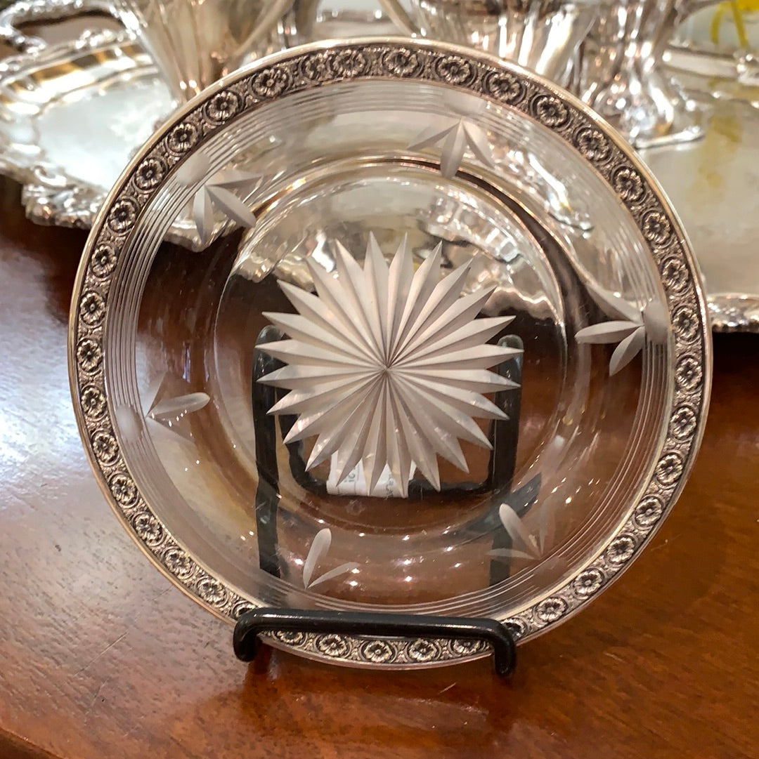 STERLING/CRYSTAL WINE COASTER