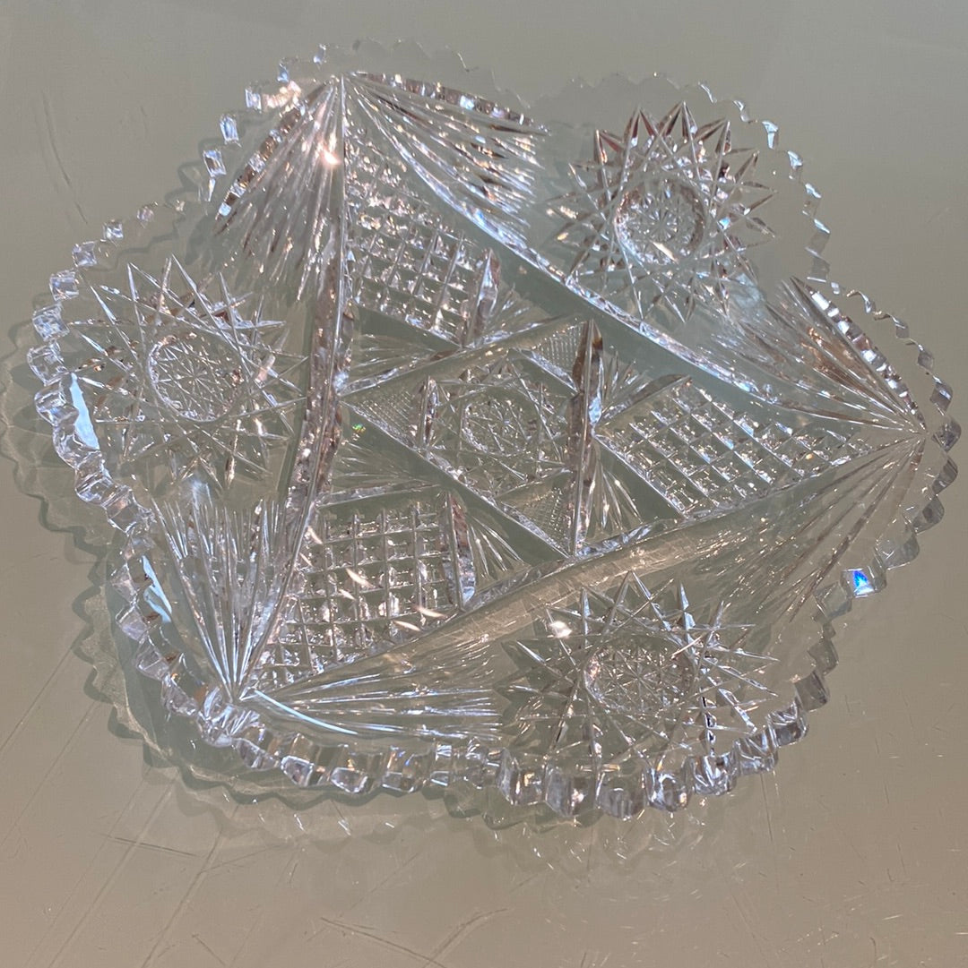 Cut Glass Dish 8”