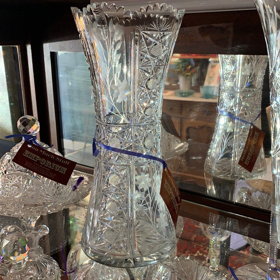 CUT GLASS VASE