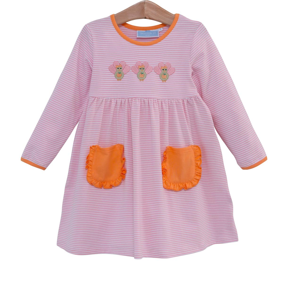 Turkey Trio Embroidery Dress - Breckenridge Baby