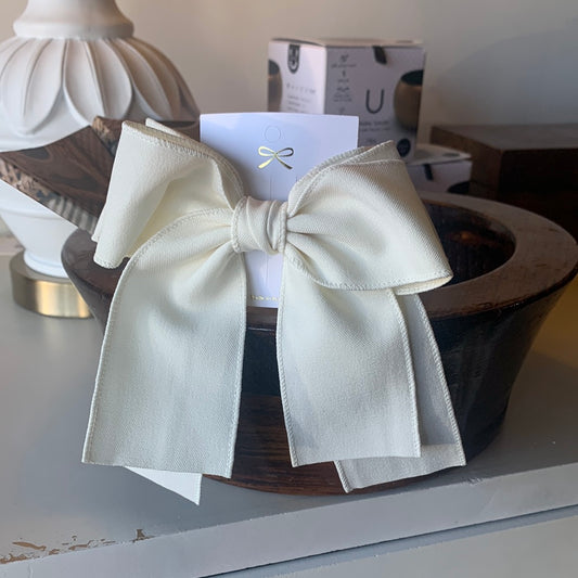 Big Double Ivory Bow Hair Clip