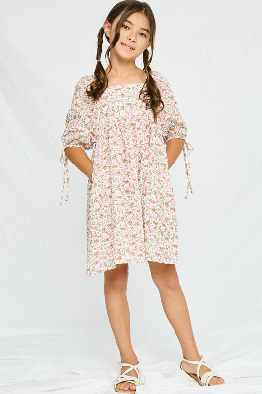 Tween Square Neck Floral Tunic Dress