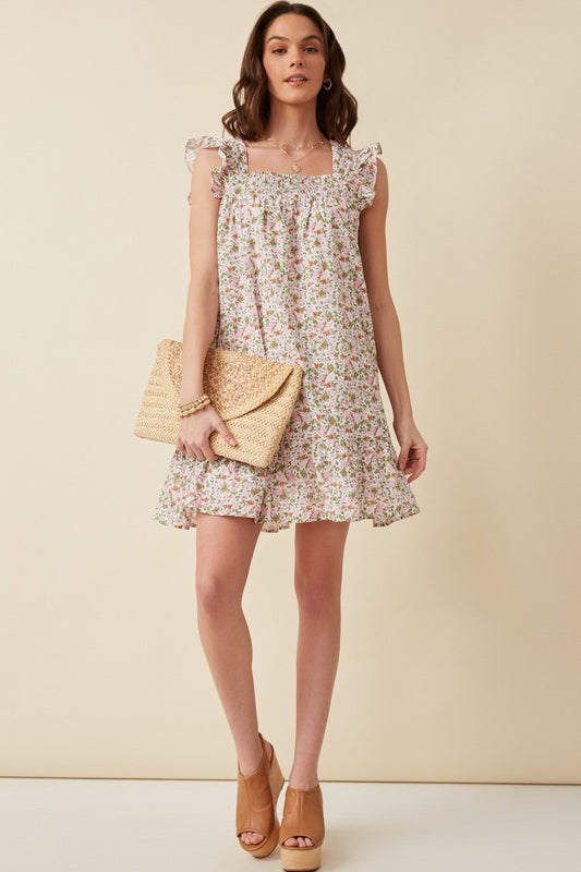 Floral Smocked Ruffle Dress