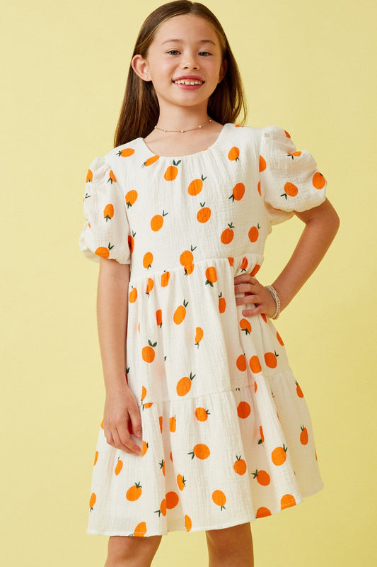 Tween Orange Print Dress