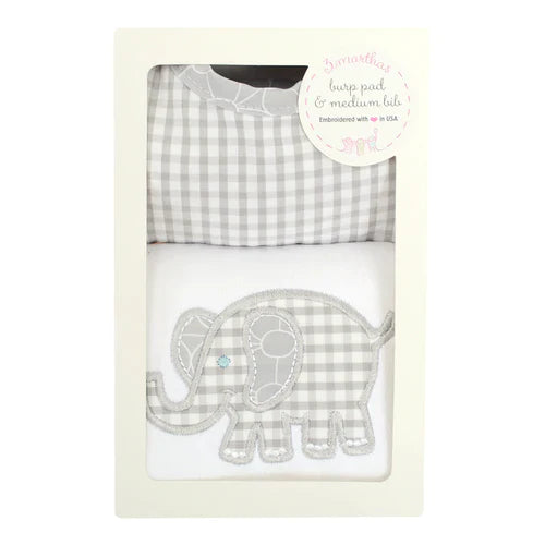 Gray Elephant Bib/Burp Box Set - Breckenridge Baby