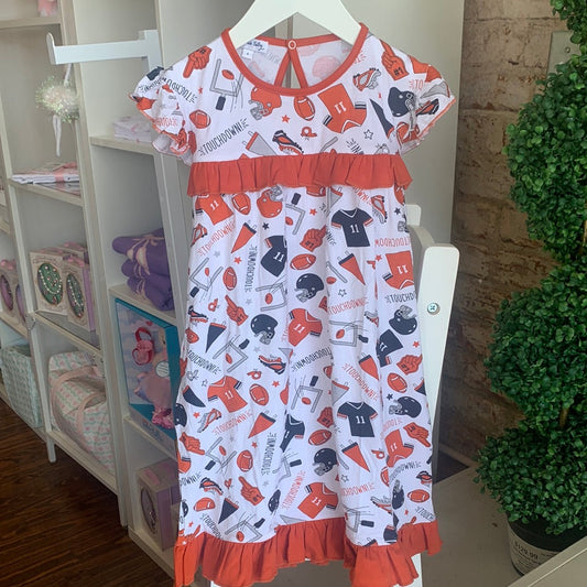 Touchdown Printed Ruffle Flutters Toddler Dress - Breckenridge Baby