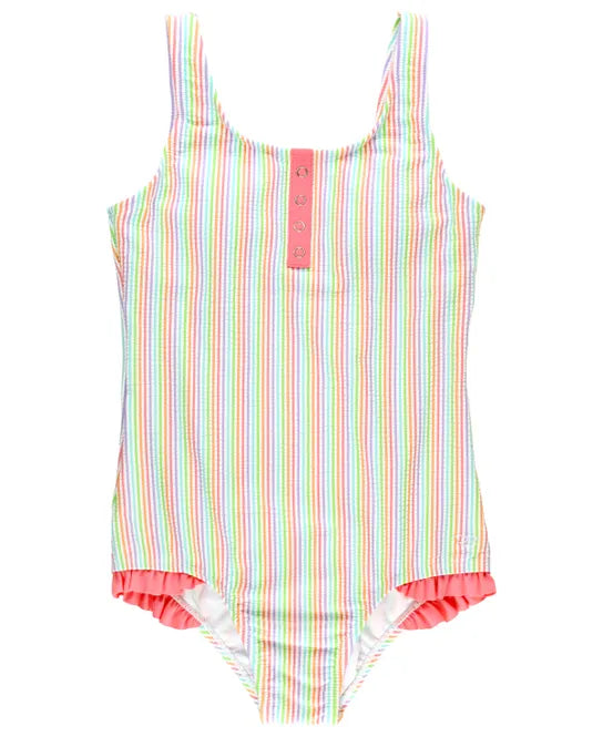 Rainbow Seersucker Tween Seersucker Henley One Piece - Breckenridge Baby