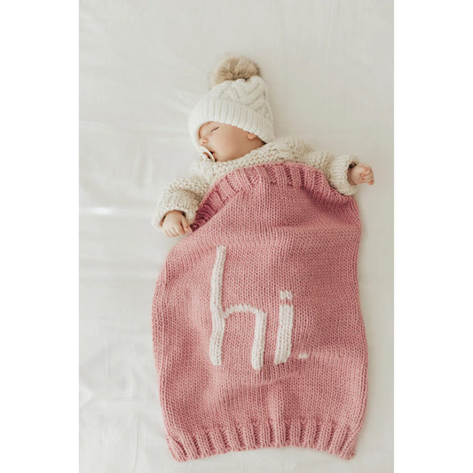 Hi. Hand Knit Blanket Rosy Pink - Breckenridge Baby