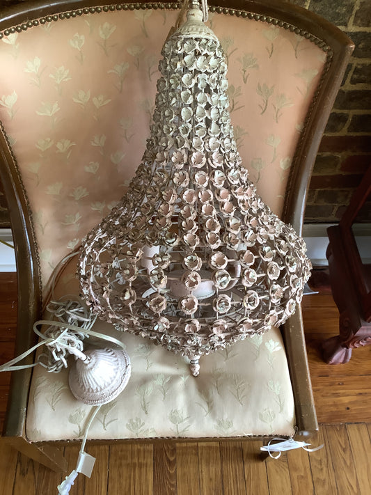 White and Pink Floral Chandelier