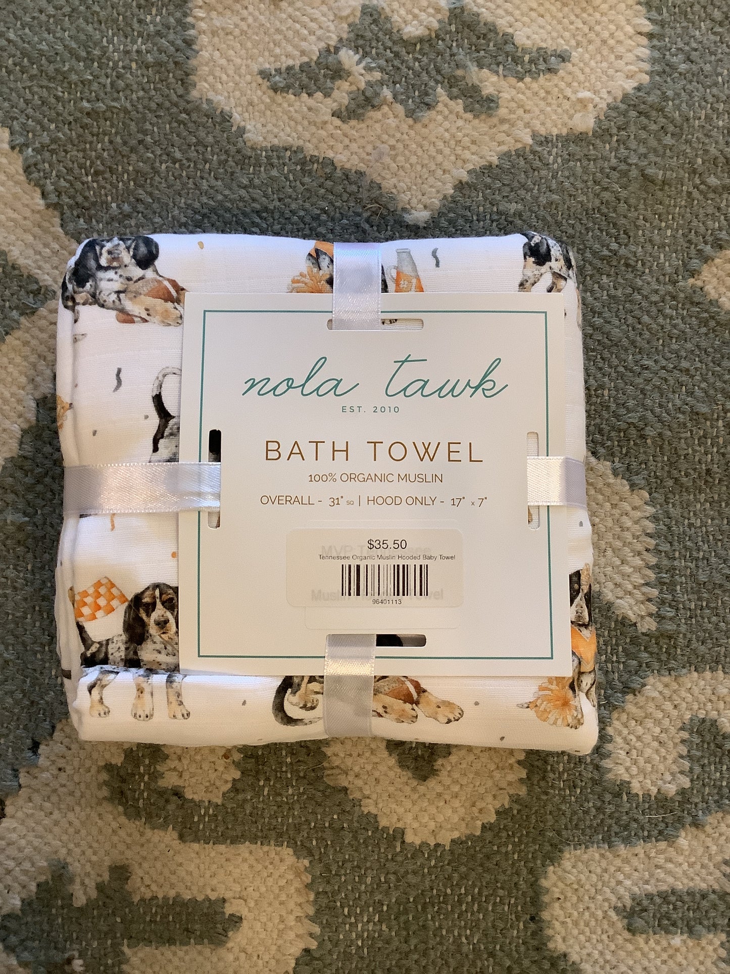 Tennessee muslin hooded baby towel