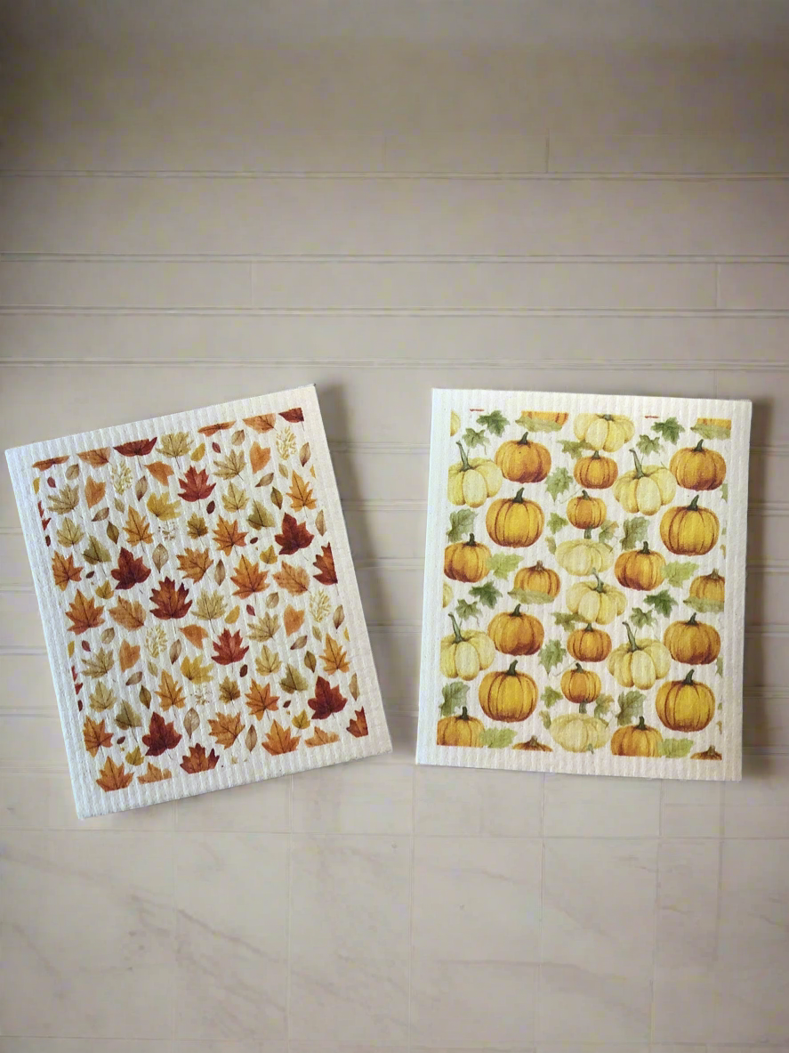 Pumpkin Patterned Swedish Dishcloth