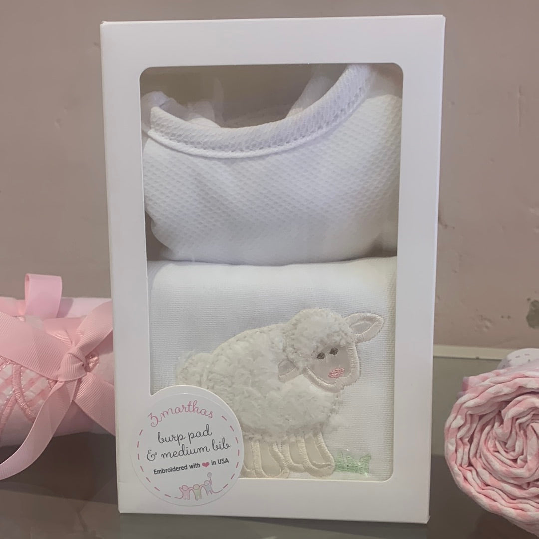 Set of 2 - White Sheep Burp Clothes - Breckenridge Baby
