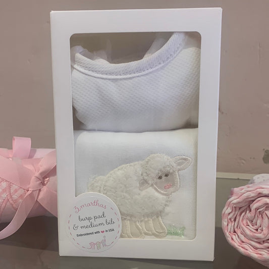 Set of 2 - White Sheep Burp Clothes - Breckenridge Baby