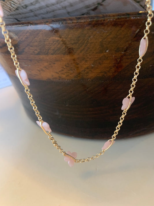 Pink Butterfly Chain Necklace