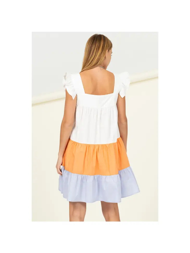 This Moment Color Block Tiered Mini Dress