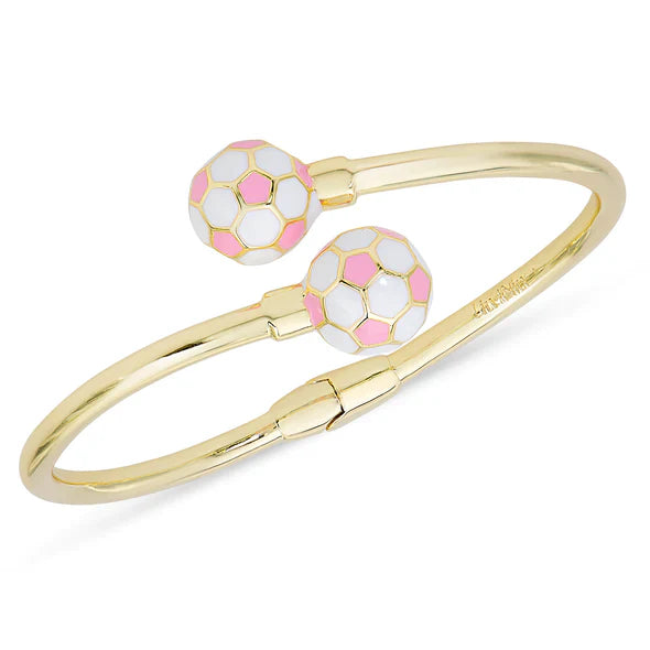 Soccer Ball Hinged Bypass Bangle (Pink) - Breckenridge Baby