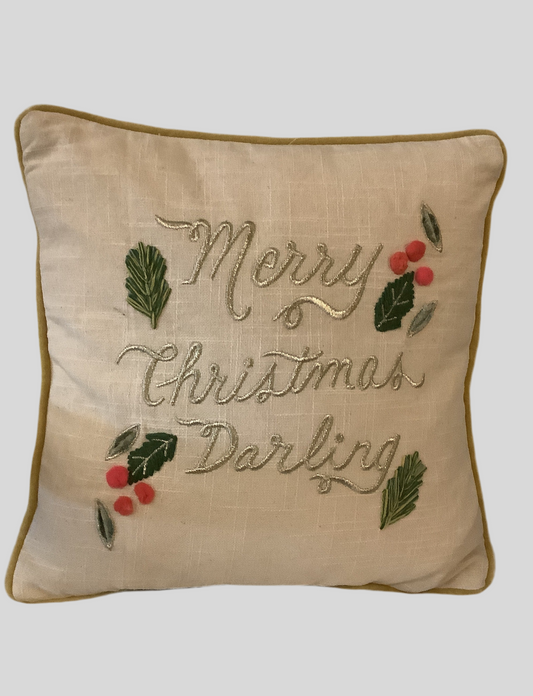Square Cotton Slub Printed Merry Christmas
