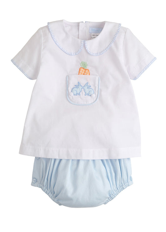 Boys Bunny Pocket Day Set - Blue - Breckenridge Baby