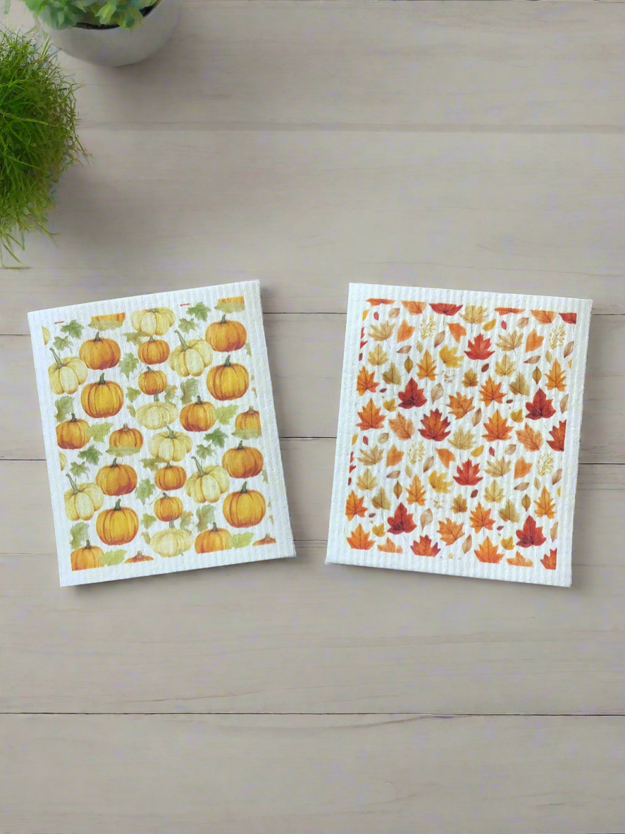 Pumpkin Patterned Swedish Dishcloth