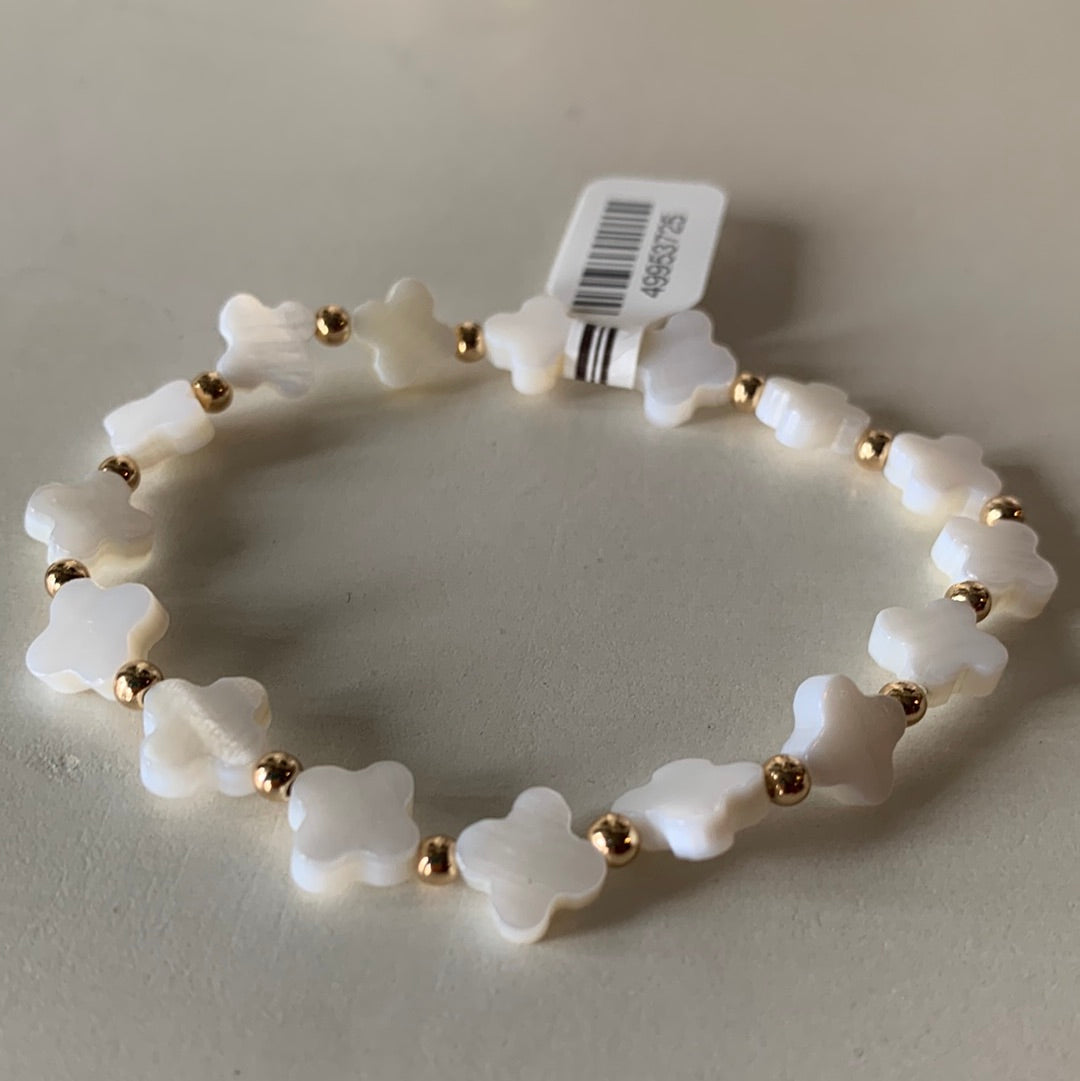 Mother of Pearl Clover Beaded Bracelet