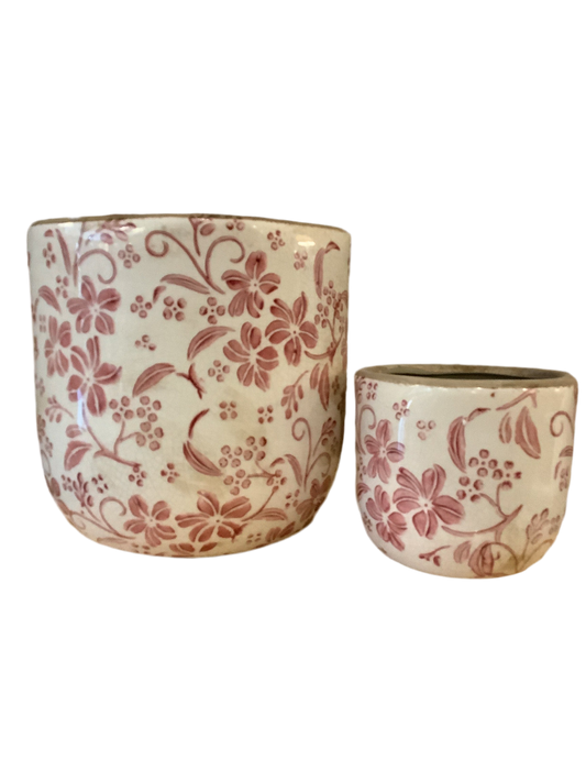 Planter with Floral Pattern