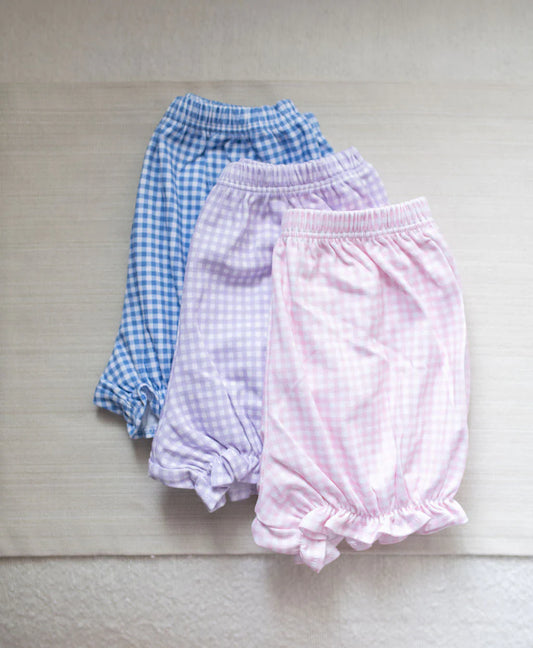 Girls Knit Bloomers, Lavender Gingham - Breckenridge Baby