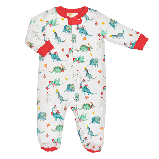 Jurassic Xmas Zipped Footie - Breckenridge Baby