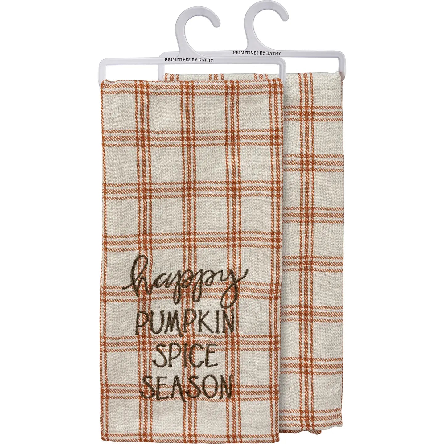 Happy Pumpkin Spice Season Plaid Kitchen Towel