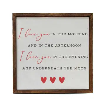 10x10 I Love You in the Morning Wood Valentine's Day Decor