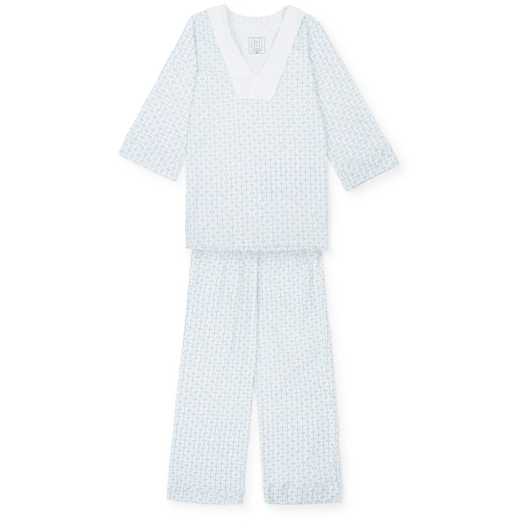 Julia Pajama Pant Set - Pacific Palms Blue - Breckenridge Baby