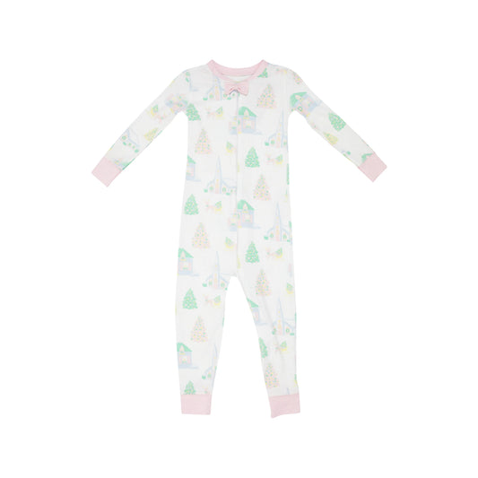 Noelles Night Night - Sleigh Bells and Pastels/Palm Beach Pink (Footed & Non-Footed) - Breckenridge Baby