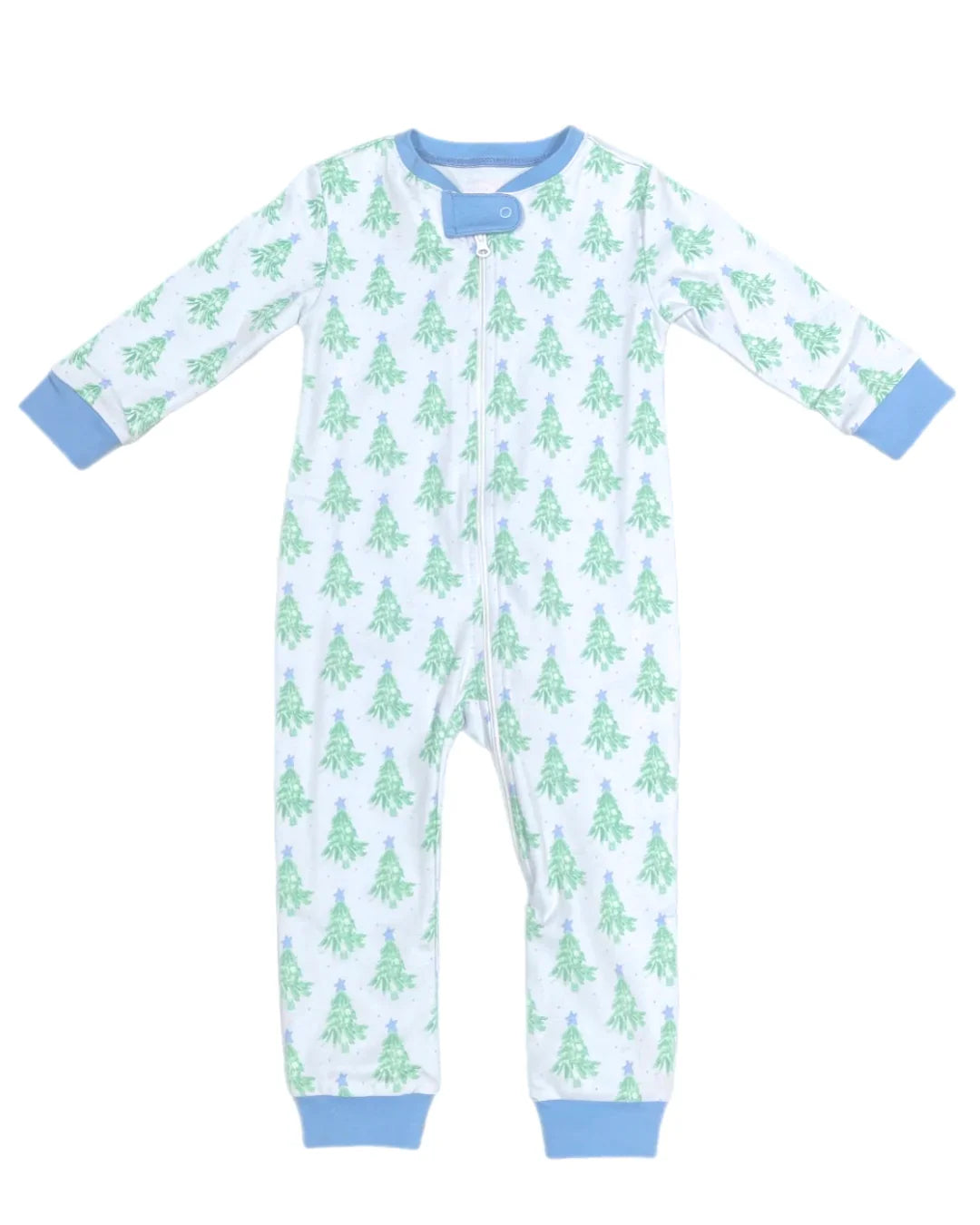 Boys One Piece Zip Up Jammies - Christmas Tree - Breckenridge Baby
