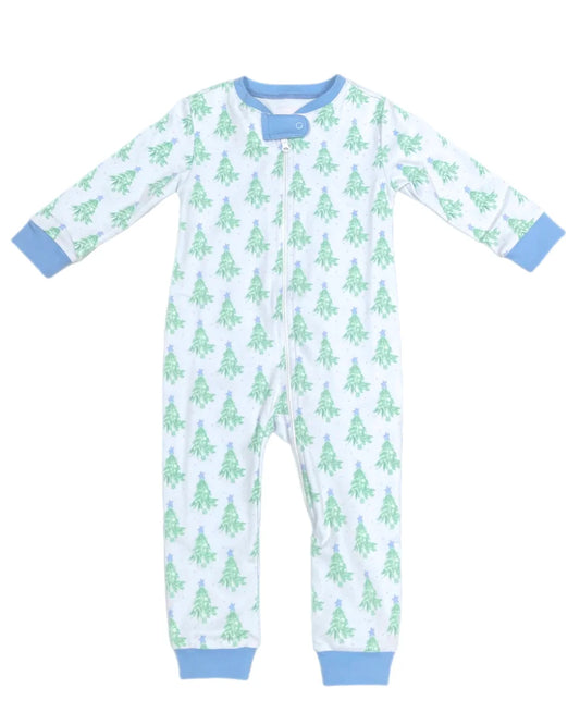 Boys One Piece Zip Up Jammies - Christmas Tree - Breckenridge Baby