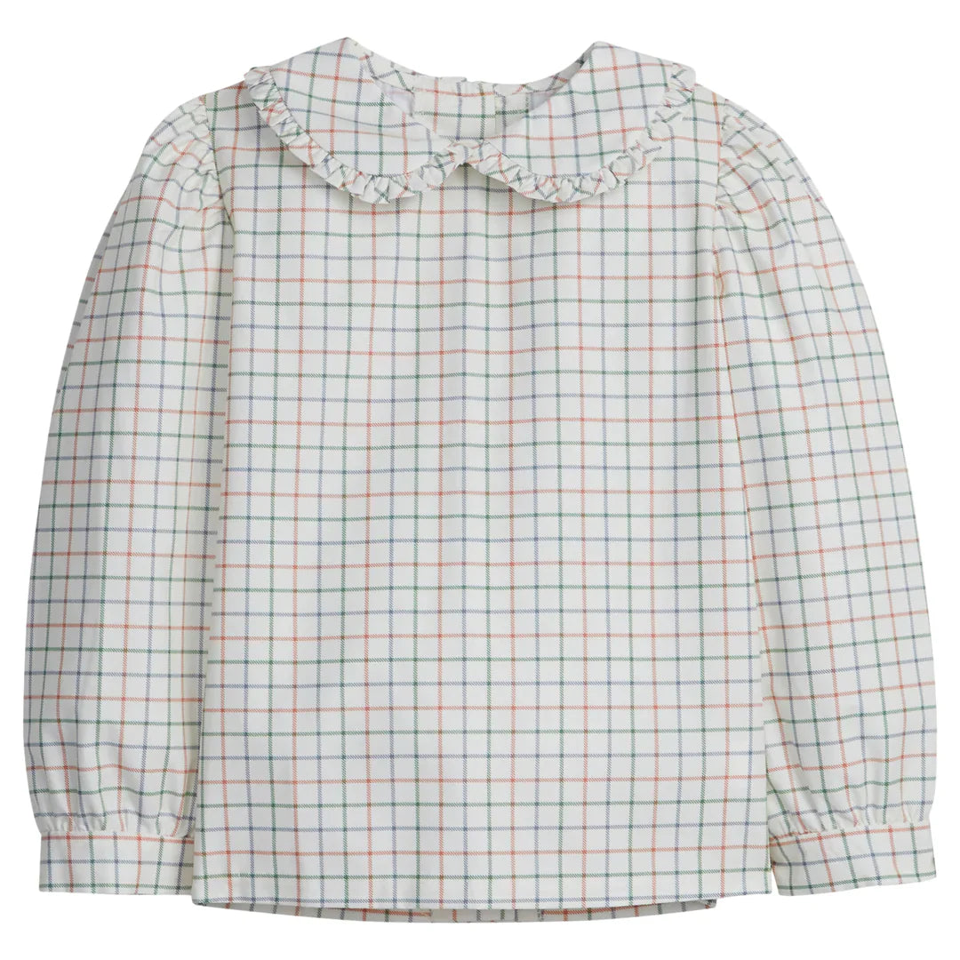 Ruffled Peter Pan Blouse - Hunter Tattersall - Breckenridge Baby