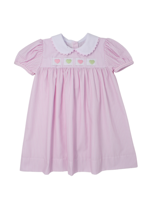 Ruth Ribbon Dress - Pink Pinstripe - Breckenridge Baby