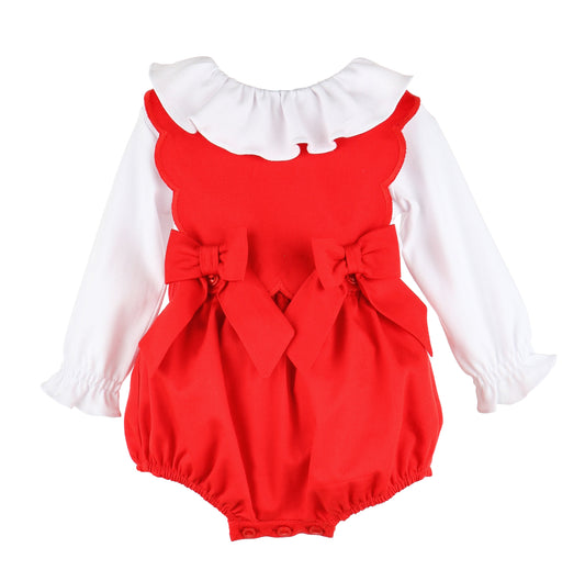 Winterberry Scallop Overall - Red - Breckenridge Baby