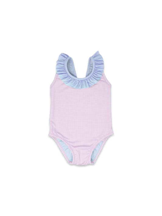 PRESALE // Sarah Swimsuit - Pink/Blue Minigingham - Breckenridge Baby