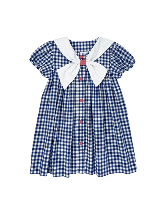 Navy Gingham Saylor Dress - God Bless America - Breckenridge Baby