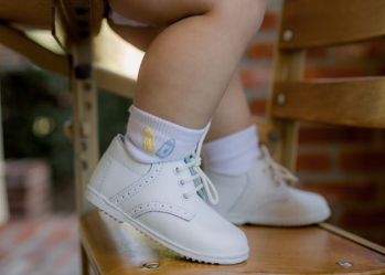 Treasure the Moments Fold Over Socks (Blue & Yellow Crayon) - Breckenridge Baby