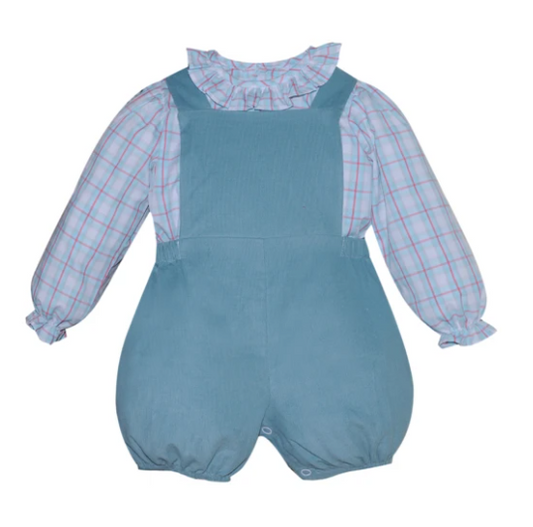 Cadet Blue Hayden Girl Romper - Breckenridge Baby